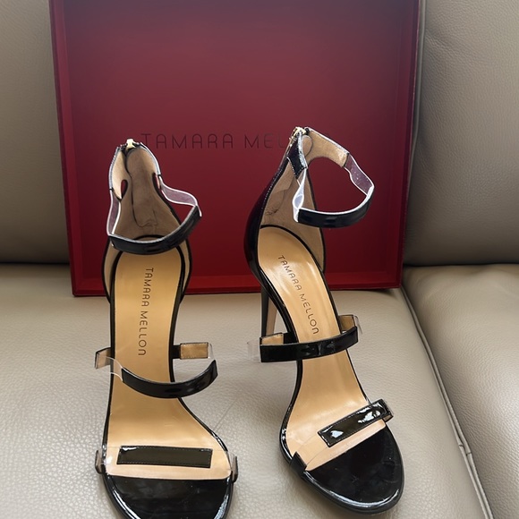 Tamara Melon Frontline 75 black patent heeled sandal - Picture 4 of 8